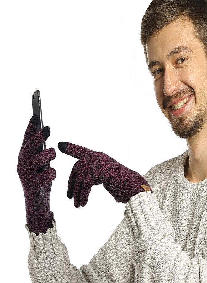 ViGrace Winter Touchscreen Gloves for Men & Women with 3 Fingers Dual-layer Touch Screen Warm Lined Anti-Slip Thermal Knit Driving Texting Glove(Rose Red, Medium) - Image 5